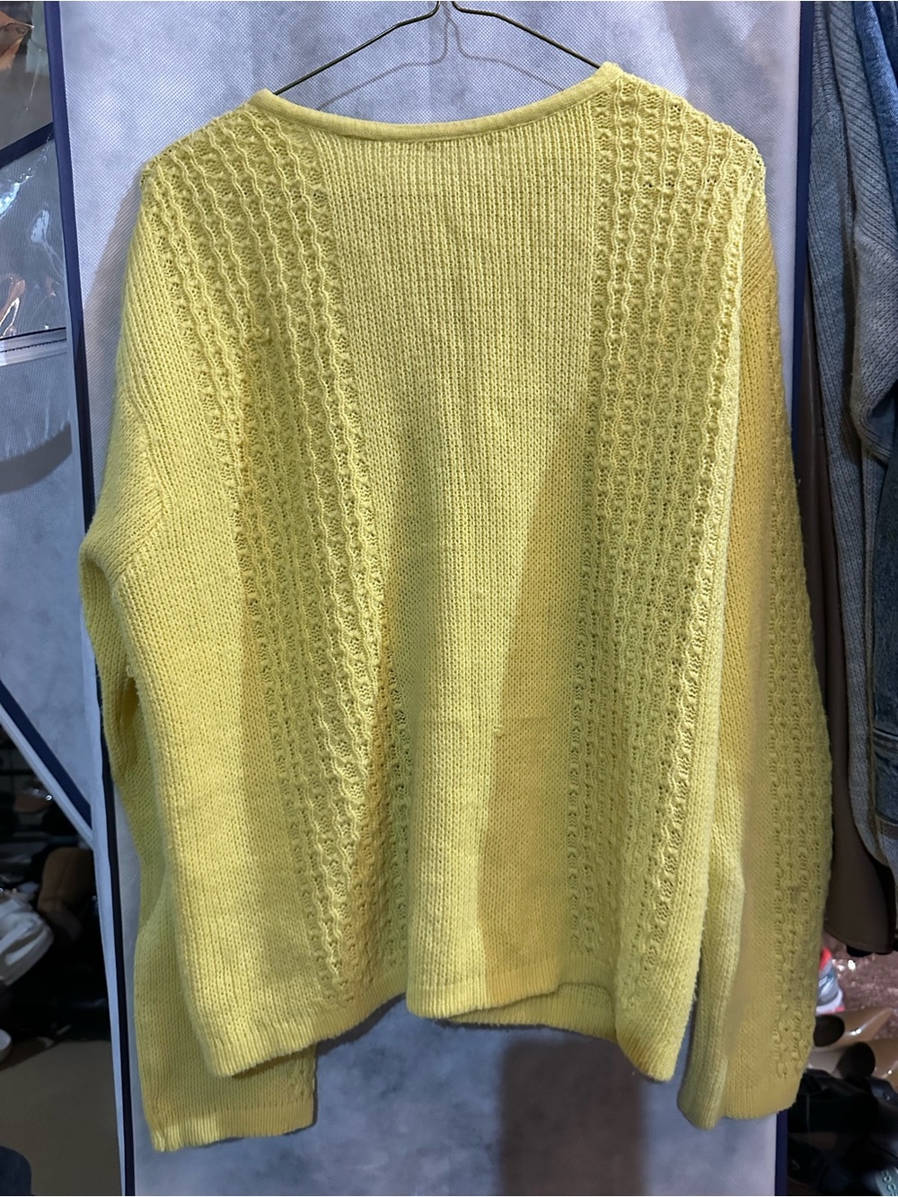 Vintage Butter Yellow Knit Button-Front Women's Sweater Cardigan - Picture 6 of 6